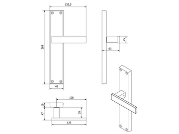LATUS MG2321 - Bronze door handle on back plate by Fama International - view 3